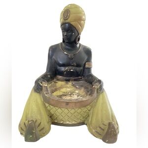 Mid Century Chalk ware Sitting Genie Ashtray Bowl PGH Statuary Co 1954 Art Deco